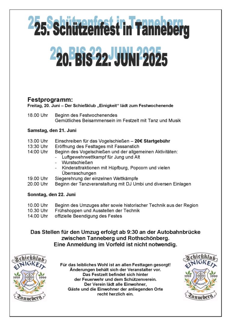 25. Schützenfest in Tanneberg